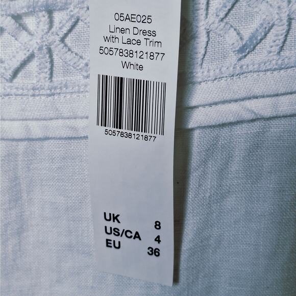 LTS Long Tall Sally 100% Linen Shift Dress Lace Trim 4 Tall Sleeveless White - Picture 4 of 11